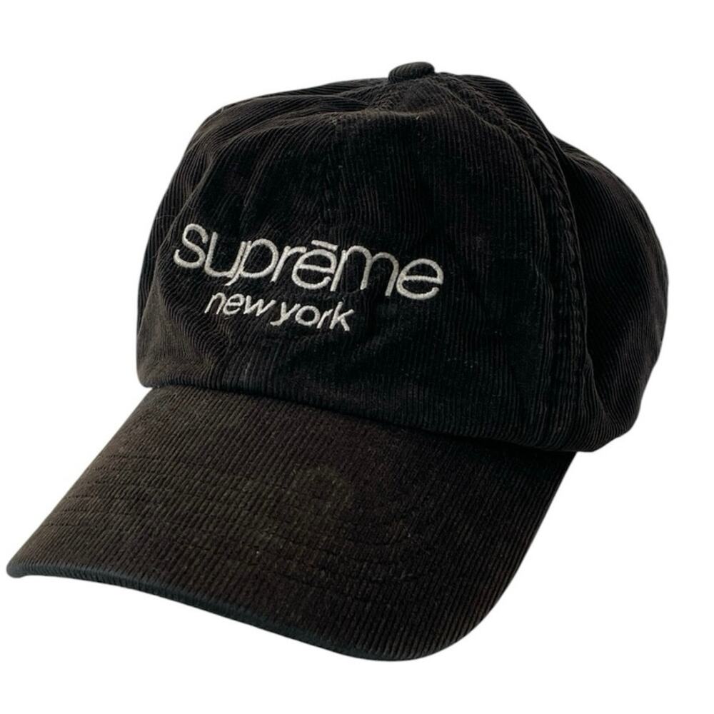 Supreme Unisex Black Corduroy Gore Tex Embroidered Logo Strapback Hat Cap OS